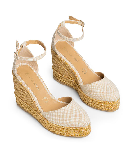 Alpargata Beige Ankle Strap Tacón Cuña 1908